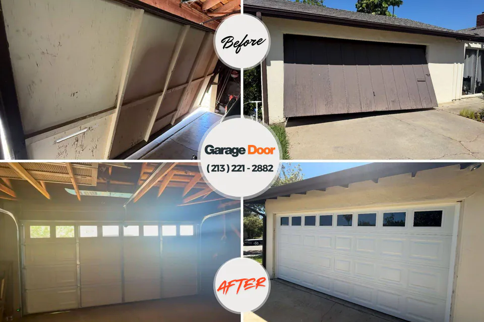Before and after: garage door repair Pinckney, MI